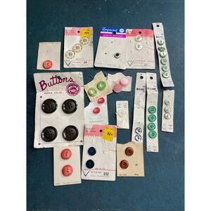 VTG Lot Sewing Buttons on Cards Variety Brands, Sizes and Colors Craft